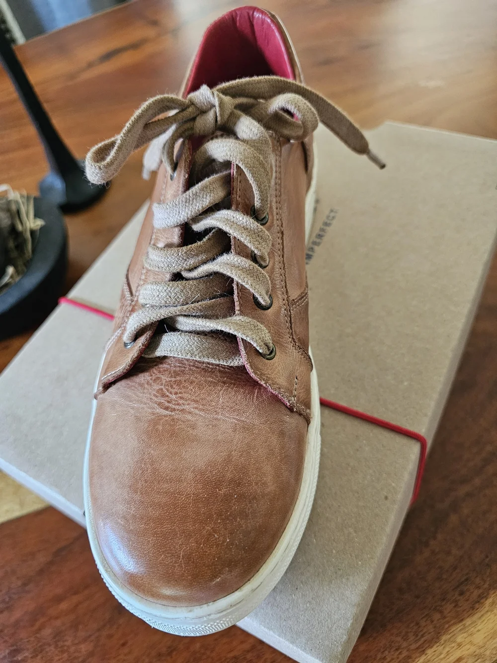 Bed Stu Women’s Brown Leather Sneakers with Red Lining